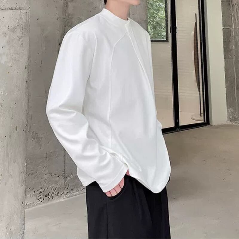 Asymmetric Curved Panel Long T-Shirt【TR3343】