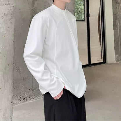 Asymmetric Curved Panel Long T-Shirt【TR3343】