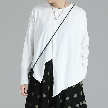 Asymmetry Round-Neck T-Shirt【TR3146】