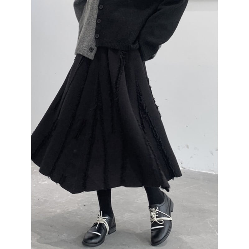 Knit Flare Frill Skirt【TR3185】