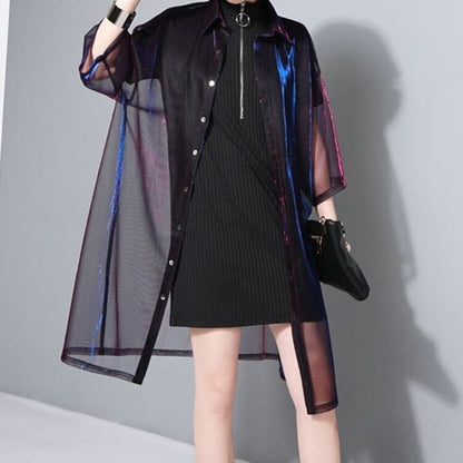 Gross Shiny See-Through Shirt【TR1416】