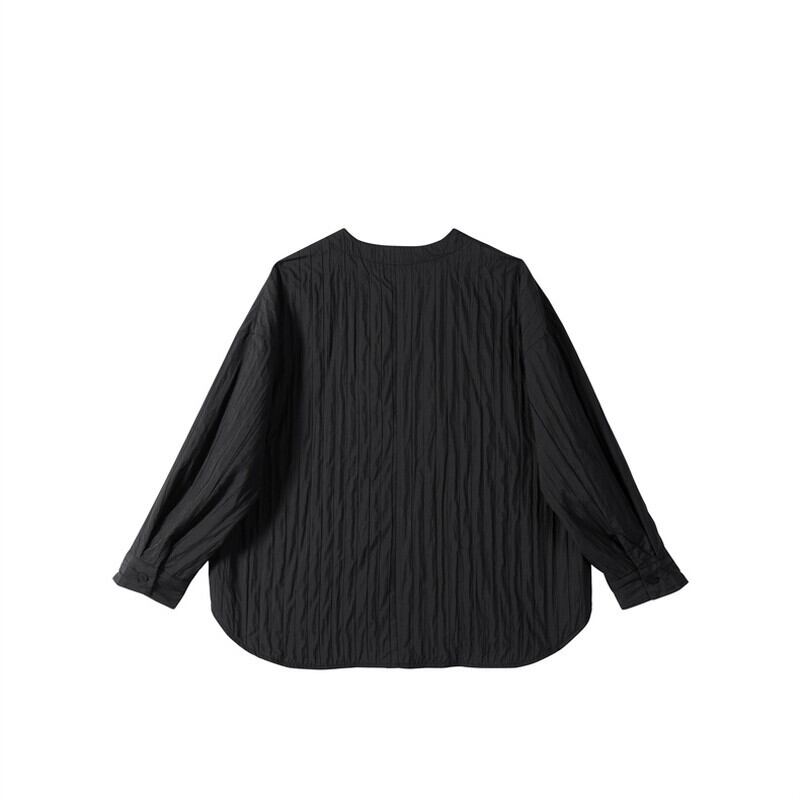 Pleats No-Collar Collared Shirt【TR3120】