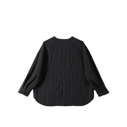 Pleats No-Collar Collared Shirt【TR3120】