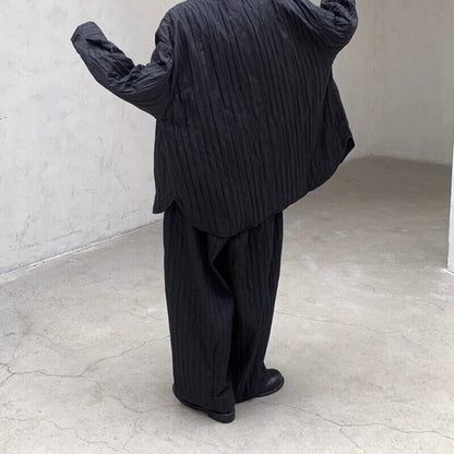 Embossed Pleats Loose Pants【TR3192】
