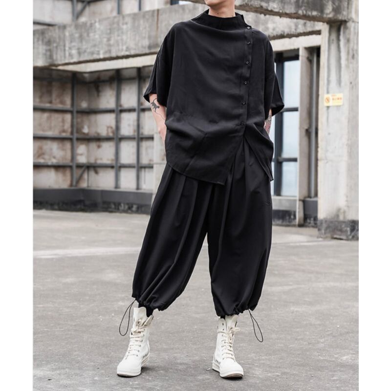 Asymmetric Button T-Shirt【TR3333】
