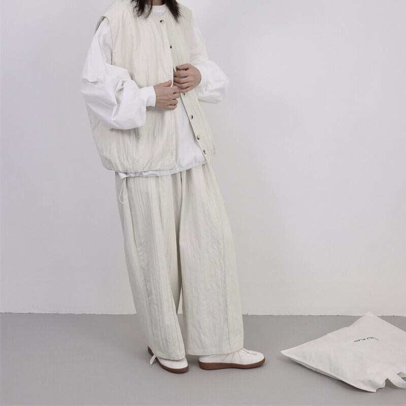 Pleats Simple Pocket Vest【TR3232】