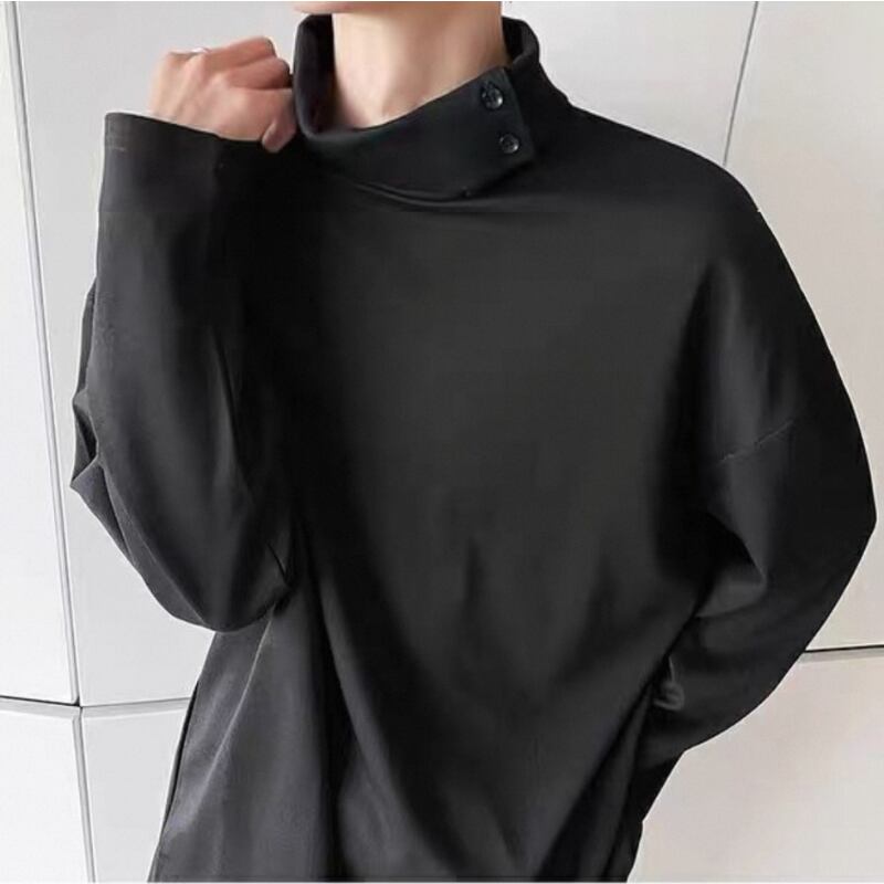 Button High-Neck T-shirt【TR3329】