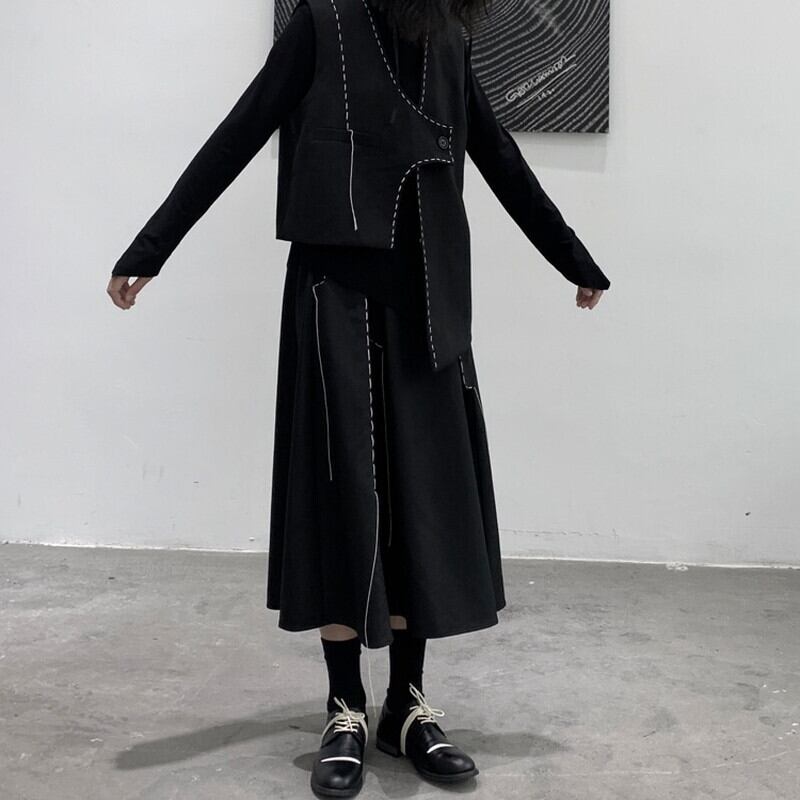 Asymmtry Stitch Vest【TR3241】