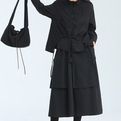 Drawstring Unique Collared Shirt【TR3127】