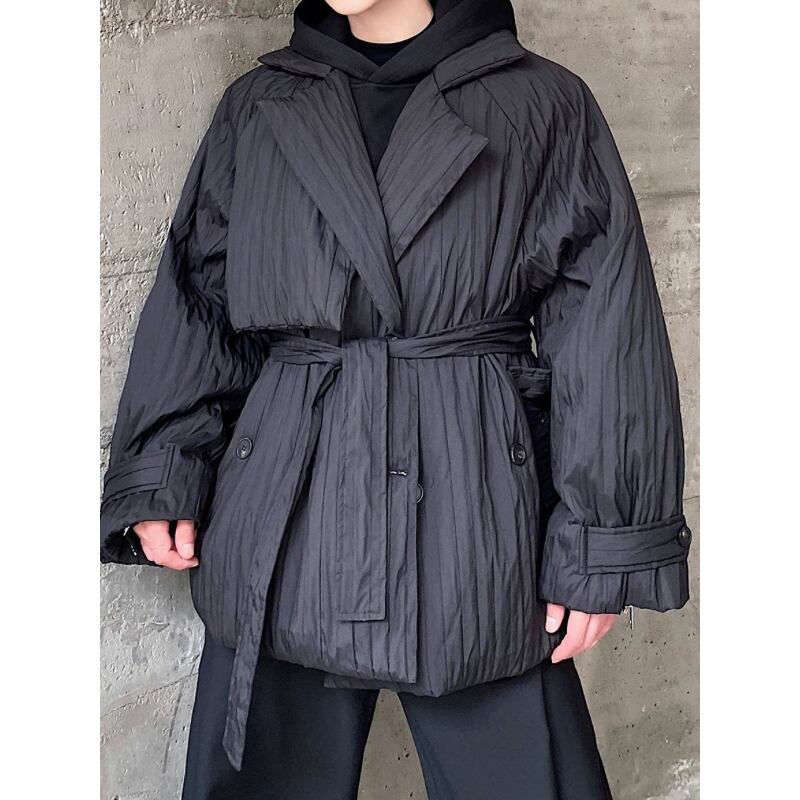 Crinkle Oversize Belted Jacket【TR3327】