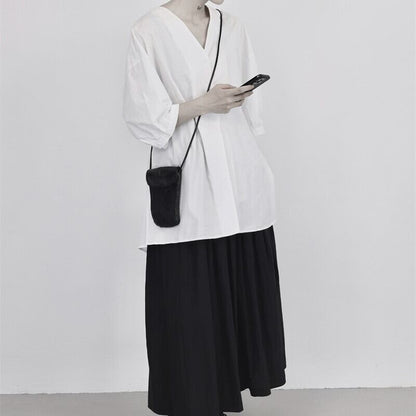 V-Neck Oversize Collared Shirt【TR3110】