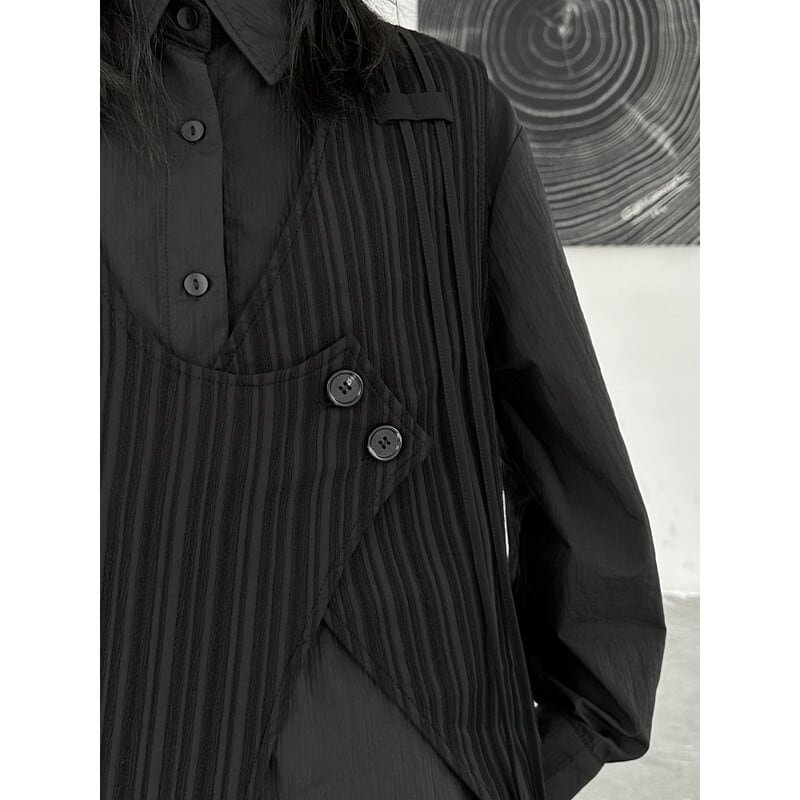 Asymmetry Stripe Vest【TR3240】