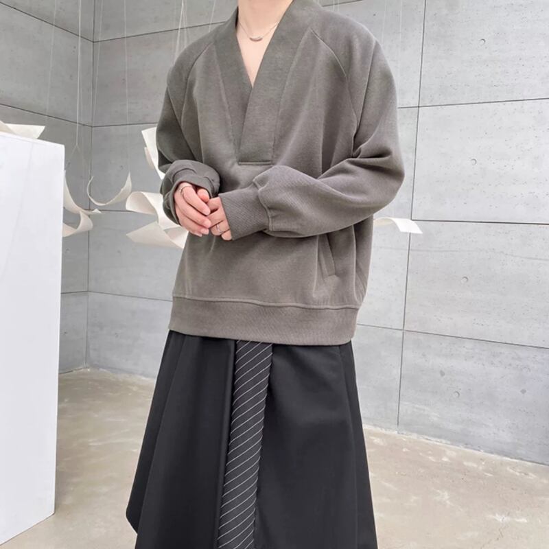 Deep V Raglan Long T-shirt【TR3352】