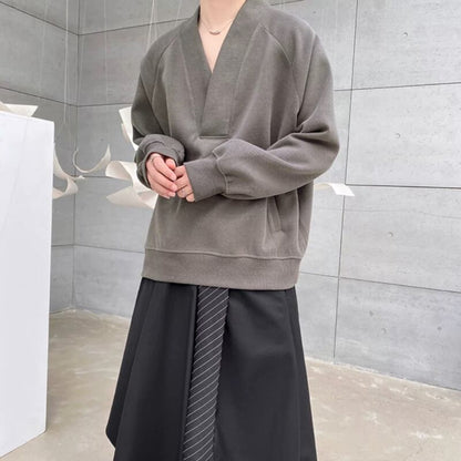 Deep V Raglan Long T-shirt【TR3352】