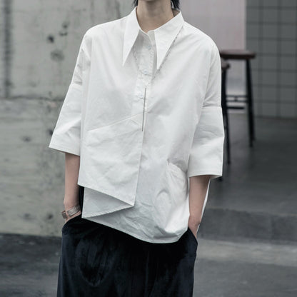 〈Unisex〉Wrap Nichi Irregular Shirt【TR1422】