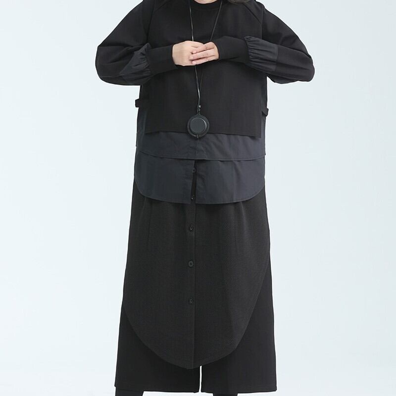 Fake-Layered Patchwork Collared Shirt【TR3115】