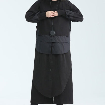 Fake-Layered Patchwork Collared Shirt【TR3115】