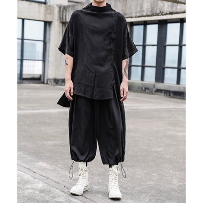 Asymmetric Button T-Shirt【TR3333】
