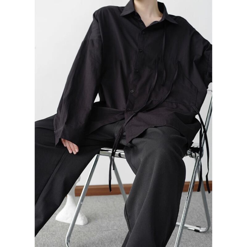 Asymmetric Tie Collared Shirt【TR3332】