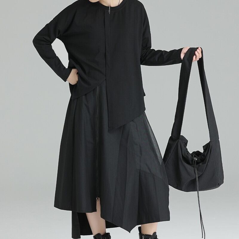Asymmetry Round-Neck T-Shirt【TR3146】