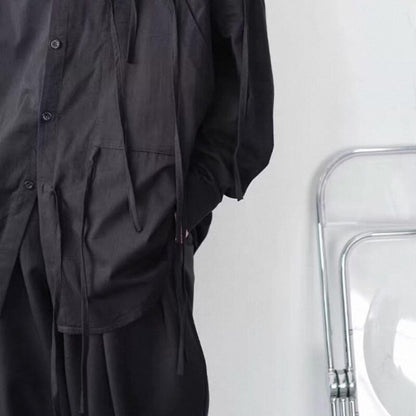 Asymmetric Tie Collared Shirt【TR3332】