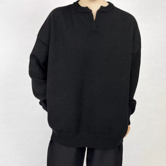Split Neck Knit T-shirt【TR3360】