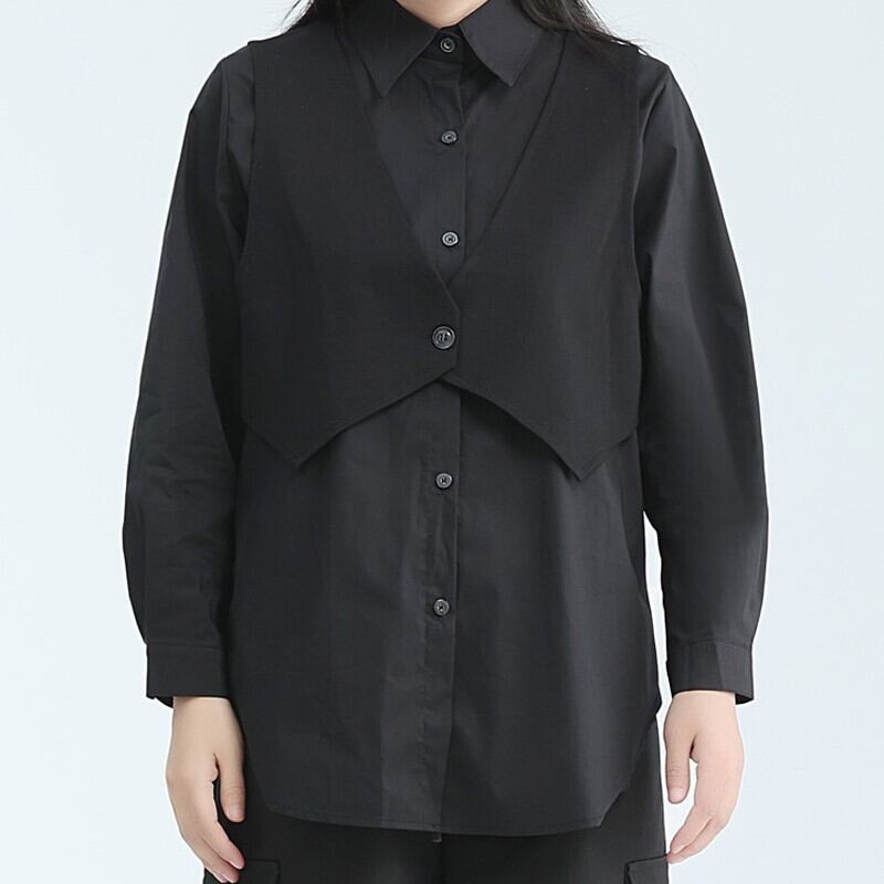 Fake-Layered Vest Collared Shirt【TR3135】