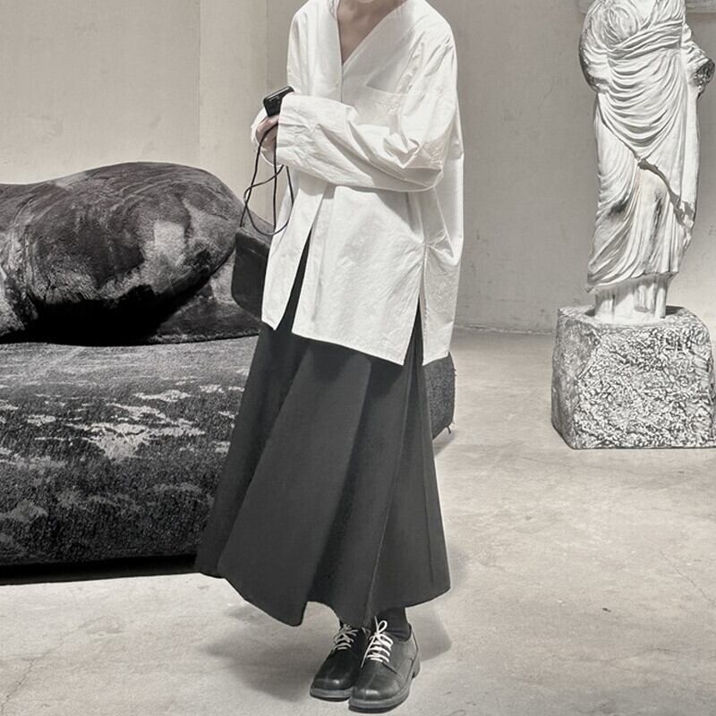 No-Collar Oversize Collared Shirt【TR3128】