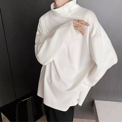 Button High-Neck T-shirt【TR3329】