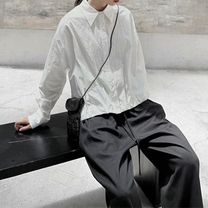 Crumply Simple Collared Shirt【TR3129】
