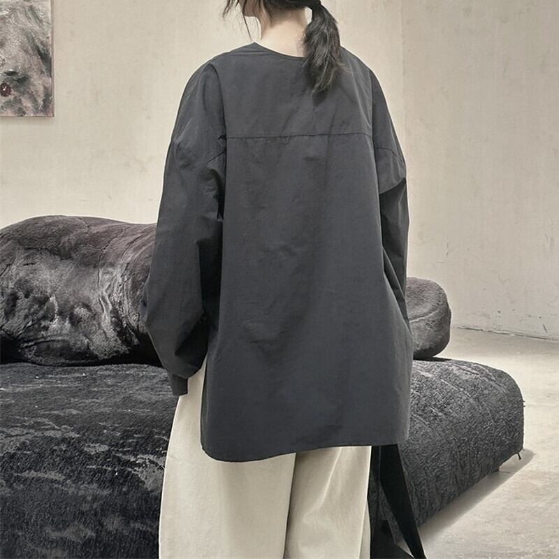 No-Collar Oversize Collared Shirt【TR3128】