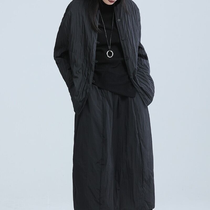 Pleats No-Collar Collared Shirt【TR3113】