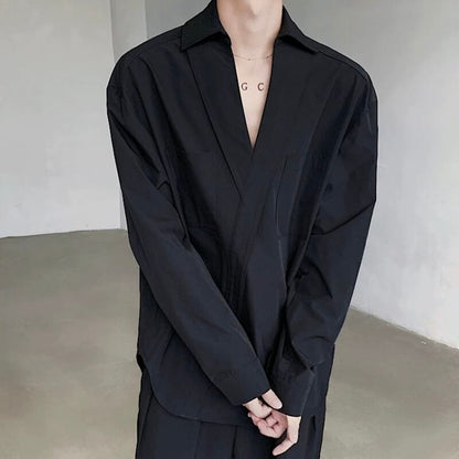 Deep V Pocket Collared Shirt【TR3359】