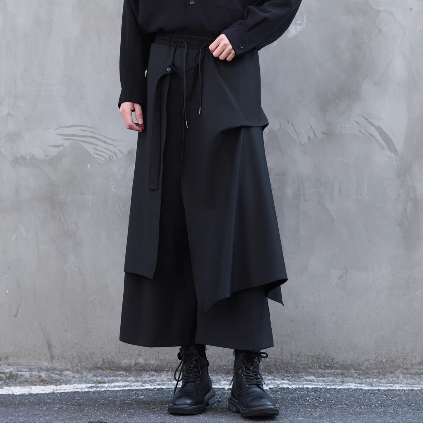 Layered-look Cropped Hakama Pants【TR3274】