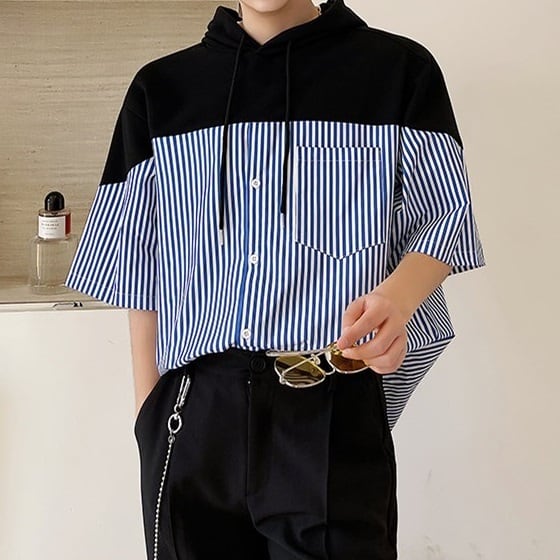 Hood Docking Stripe Shirt【TR1414】