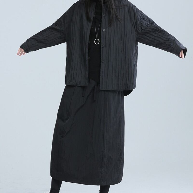 Pleats Round-Neck Jacket【TR3245】