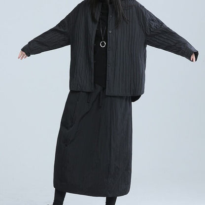 Pleats Round-Neck Jacket【TR3245】