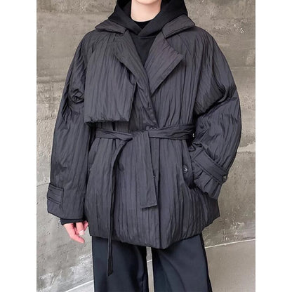 Crinkle Oversize Belted Jacket【TR3327】