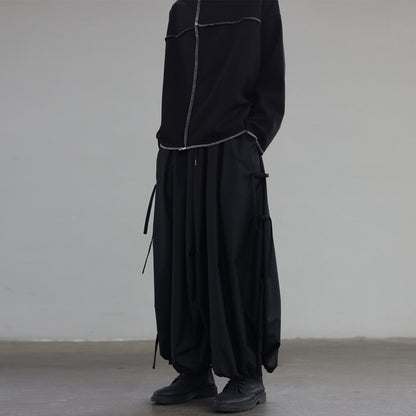 Side Ribbon Wide Jogger Pants【TR3277】