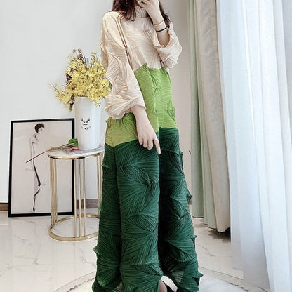 Tricolor Wrinkled All-in-one Dress【TR1454】