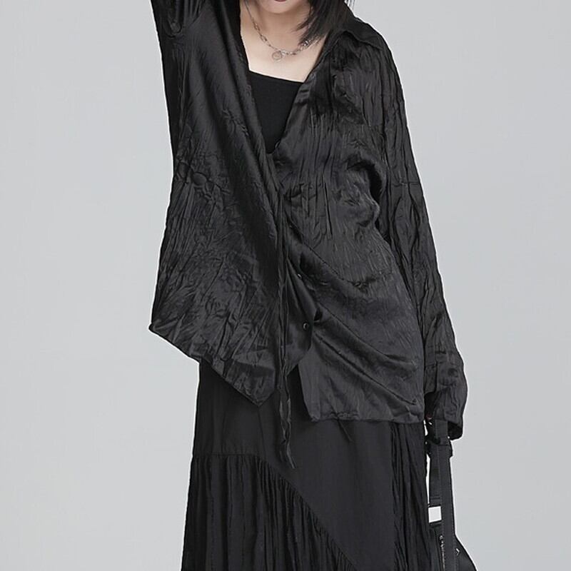Crinkle Oversize Collared Shirt【TR3125】