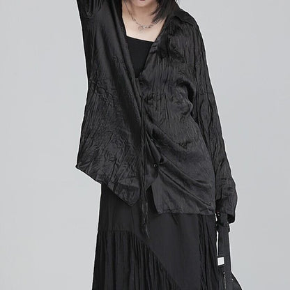 Crinkle Oversize Collared Shirt【TR3125】