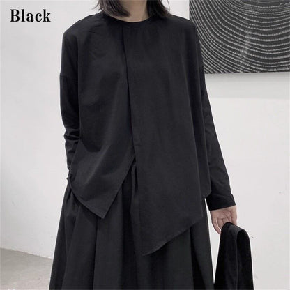Asymmetry No-Collar Collared Shirt【TR3137】