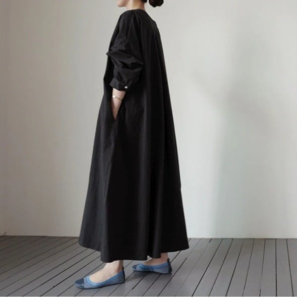 Long Sleeve V-Neck Dress【TR2884】