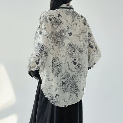 Water-Color Flower Collared Shirt【TR3121】