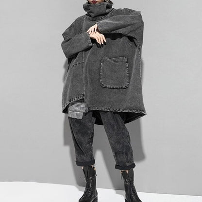 〈Unisex〉Denim Loose High-Neck Shirt【TR3010】