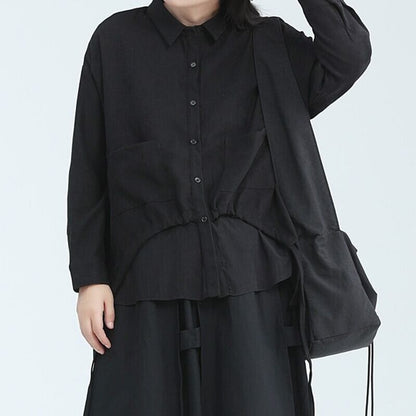 Drawstring Unique Collared Shirt【TR3127】