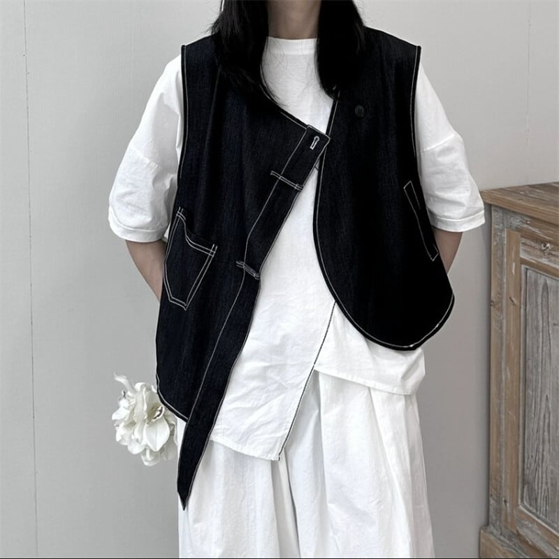 Asymmetry Stitch Vest【TR3238】