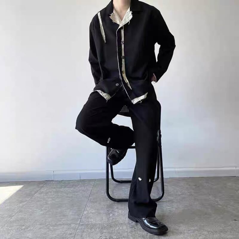 Frayed Contrast Panel Jacket【TR3341】