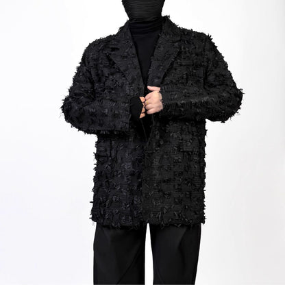 Black Fringe Tailored Jacket【TR3322】